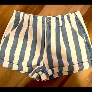 Striped Denim Shorts
